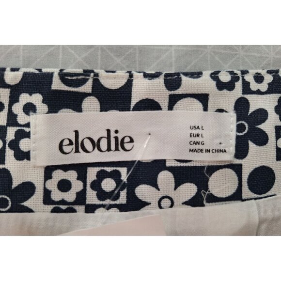 Elodie Navy Blue and White Floral Checkered Skirt/NWOT, Size  Large - Picture 4 of 5